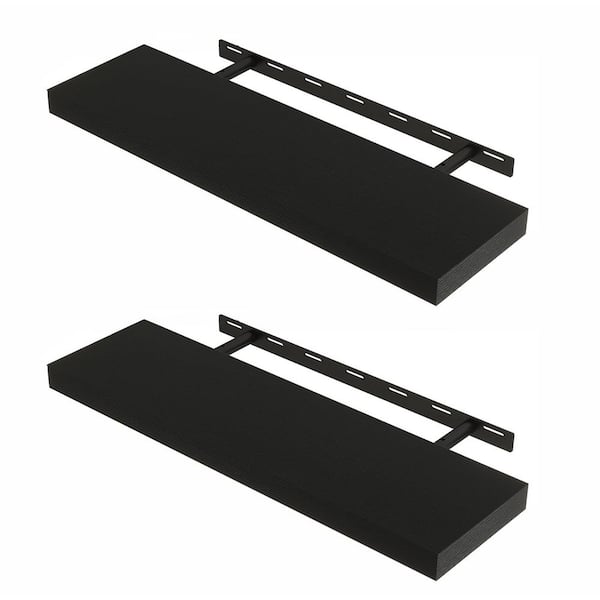 Unbranded 24 in. W x 6.7 in. D Black Floating Shelves (Set of 2) Decorative Wall Shelf