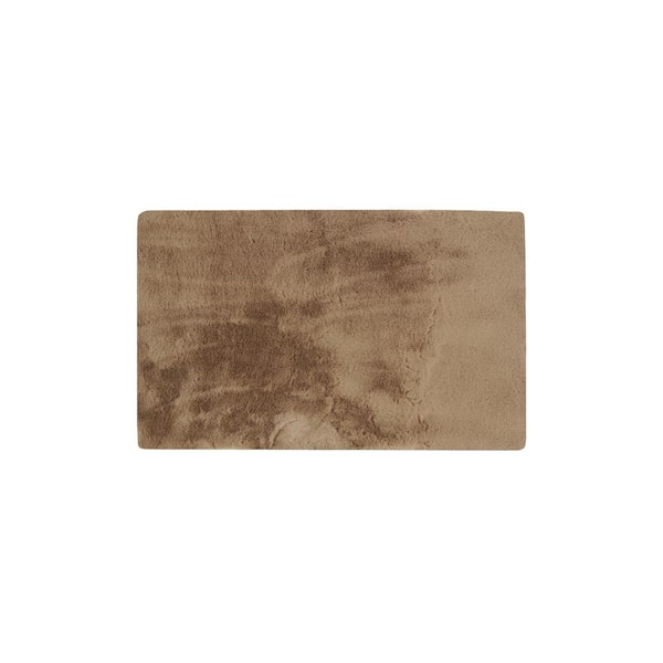 Luxe Faux Fur Luxe Faux Rabbit Fur Taupe 3 ft. x 5 ft. 25 mm Pile 900 GSM Rectangular Area Rug