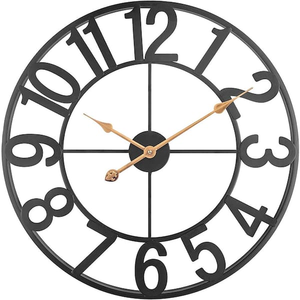 Cubilan Black Arabic Farmhouse Metal Clock MD6F01 - The Home Depot