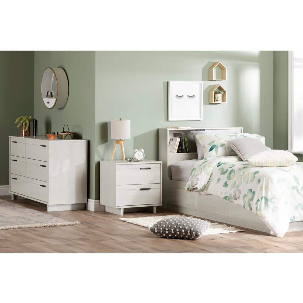 Winter Oak Twin Platform Bed with Storage and Headboard
