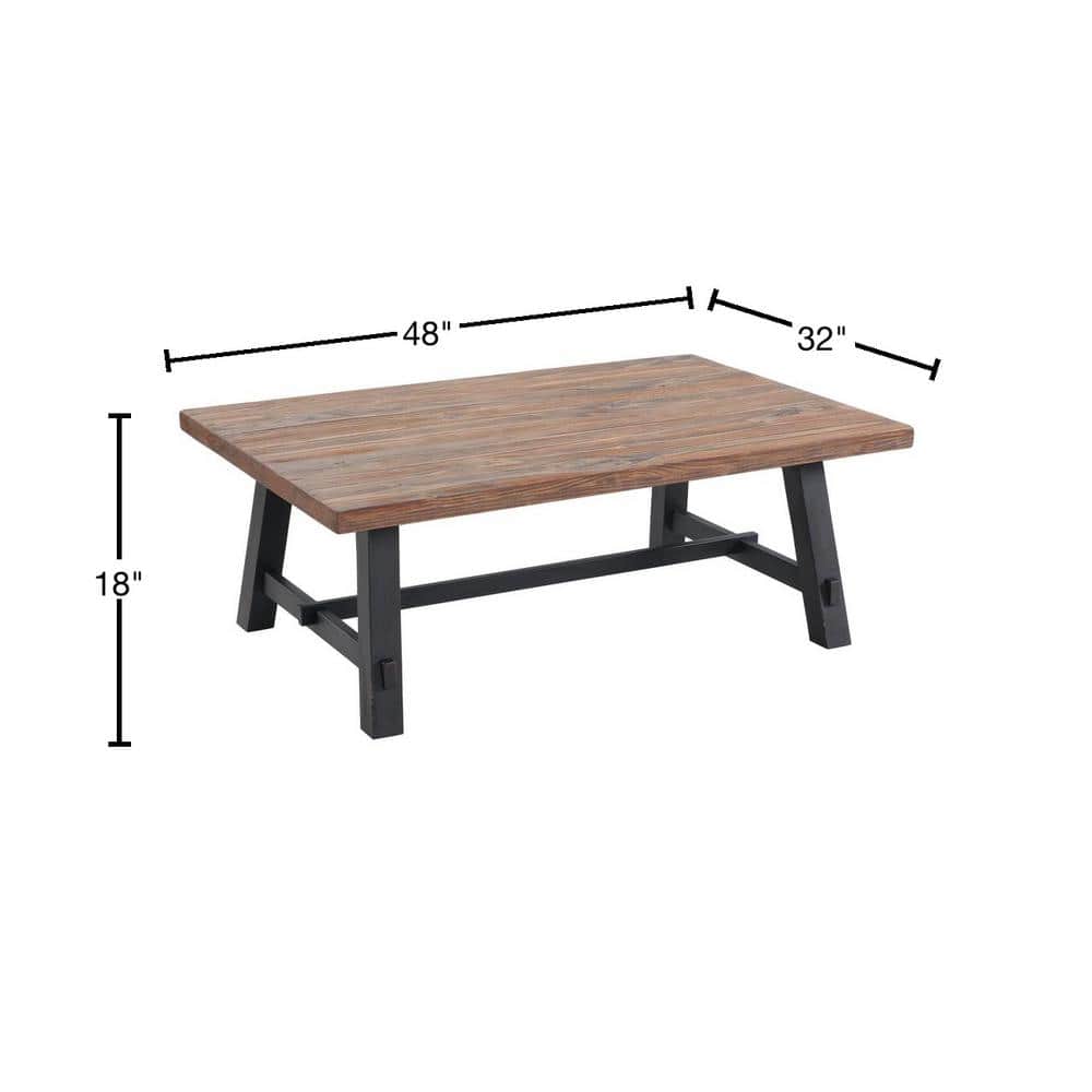 Rustic Industrial 51'' Solid Wood Sawhorse Coffee Table in Natural/Black