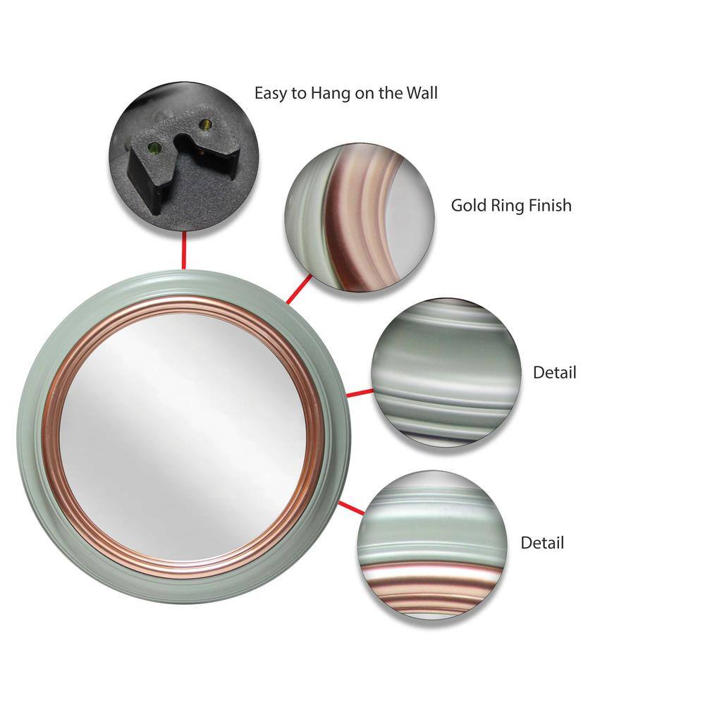 Ornate Sage Green and Gold Round 24-Inch Wall Mirror