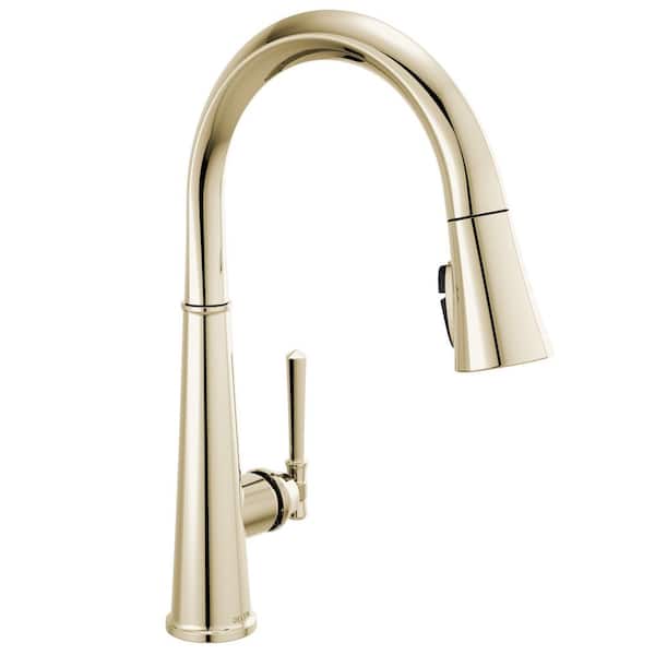 Emmeline Lumicoat Polished Nickel 16.63 in. H Pull Down Sprayer Kitchen Faucet with 360° Spout Swivel