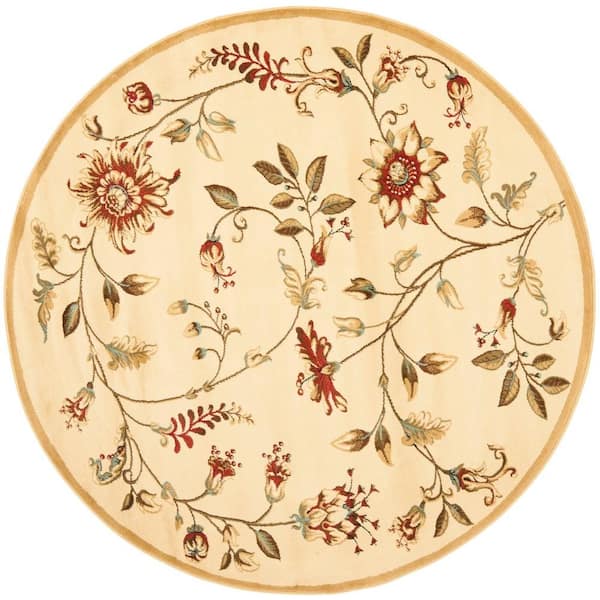 SAFAVIEH Lyndhurst Ivory/Multi 5 ft. x 5 ft. Round Floral Border Area Rug