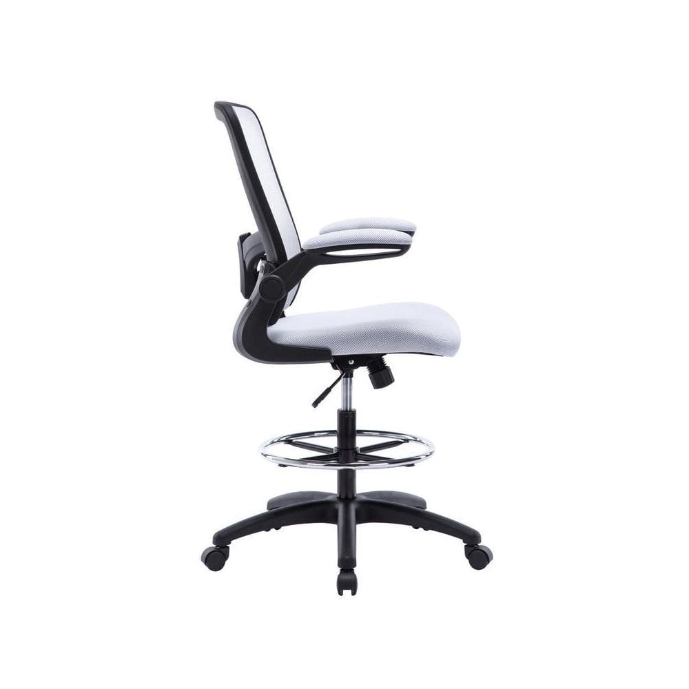 White/Black Mesh Drafting Chair Tall Office Chair for Standing Desk with Breathable Mesh Lumbar Support Ergonomic Chair