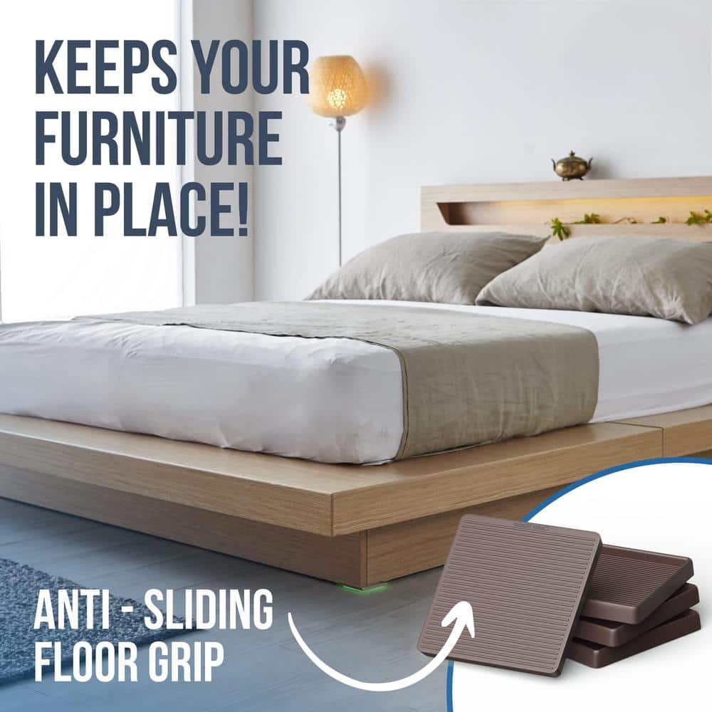 Brown 5" x 5" Non-Slip Rubber Furniture Pads, 4 Pack