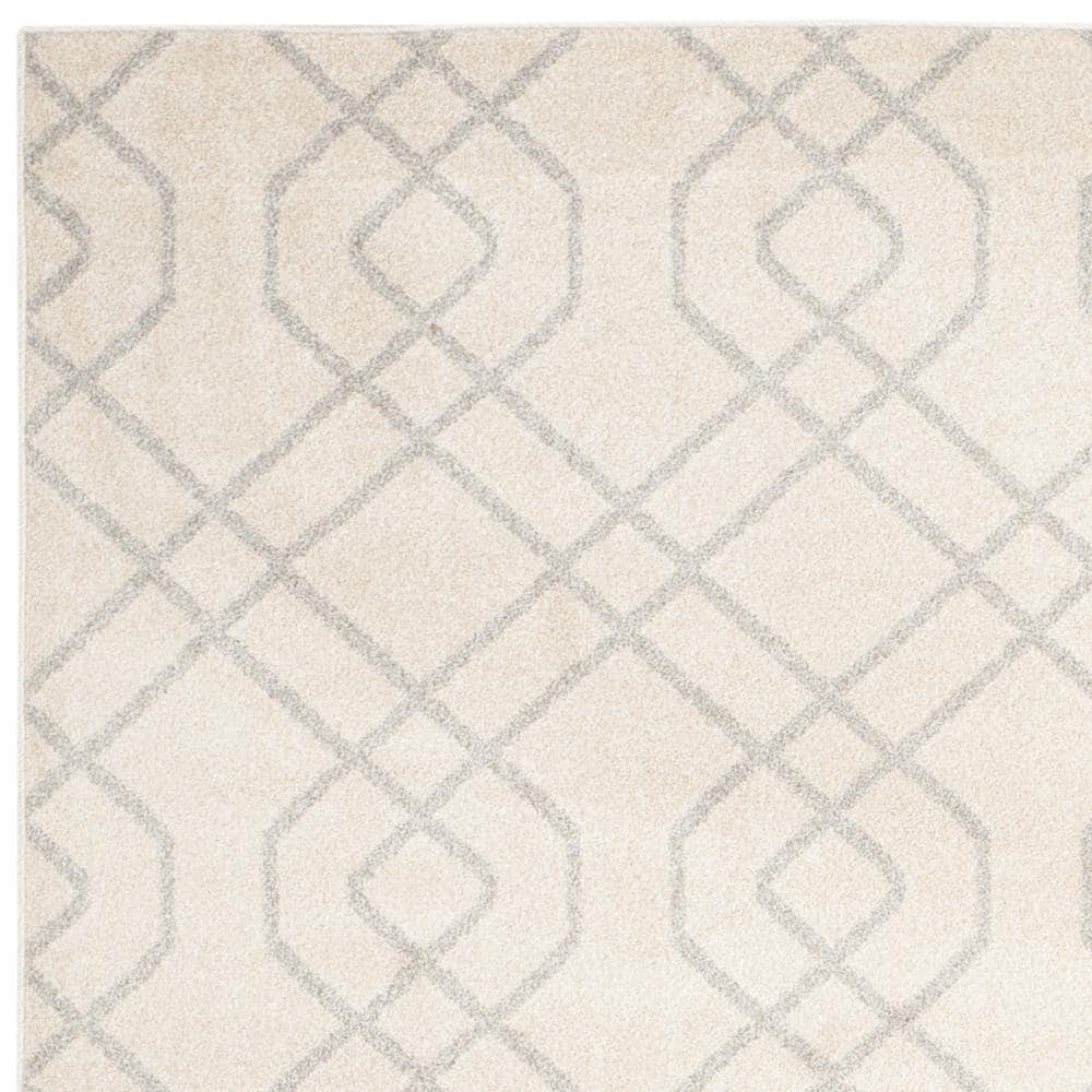 Ivory and Light Grey Geometric 9' x 12' Area Rug