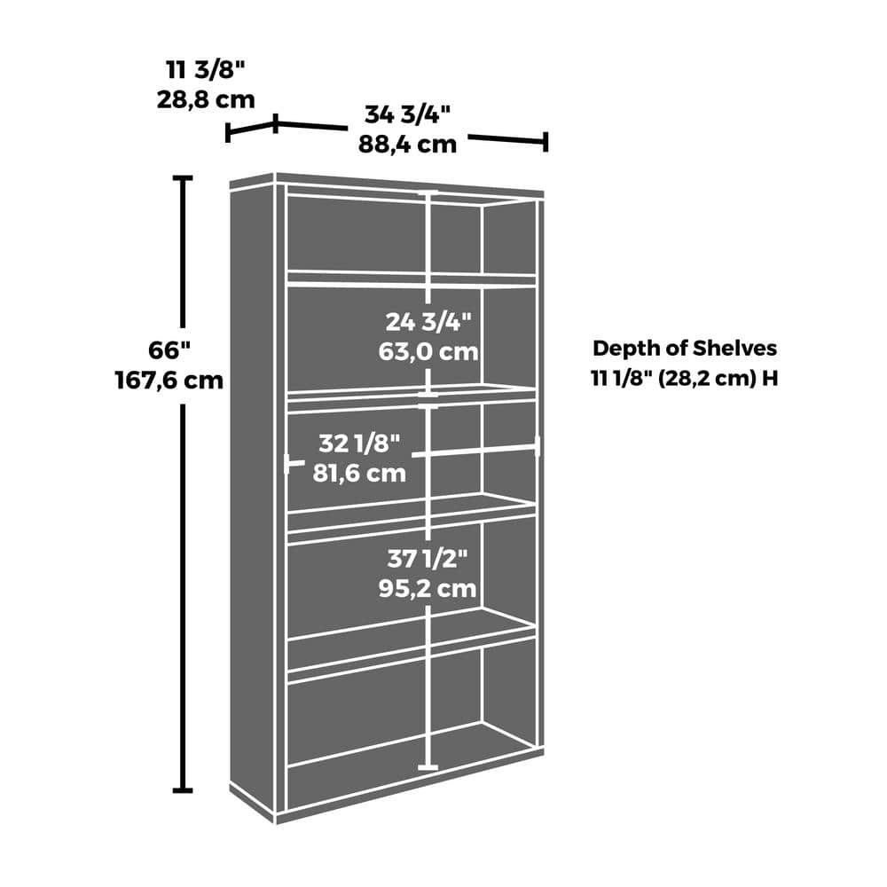 Classic Cherry Engineered Wood 5-Shelf Adjustable Bookcase