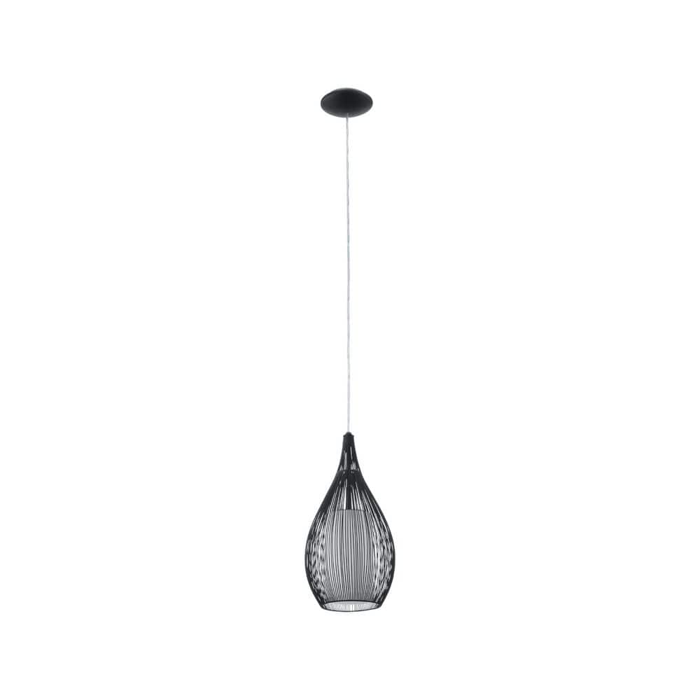Razoni 59'' Black Metal Cast Cage Mini Pendant with Opal Glass