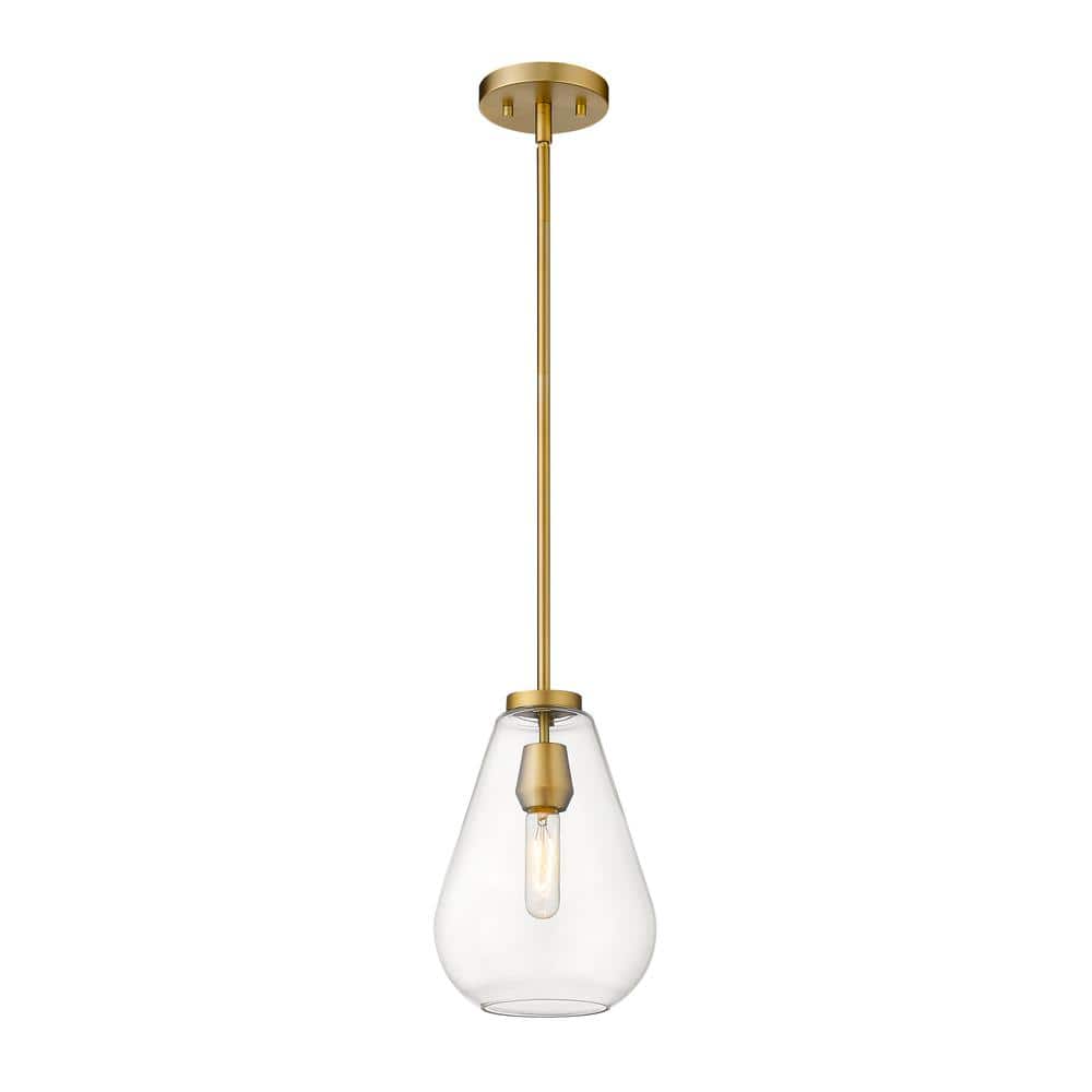 1-Light Olde Brass Pendant with Clear Glass