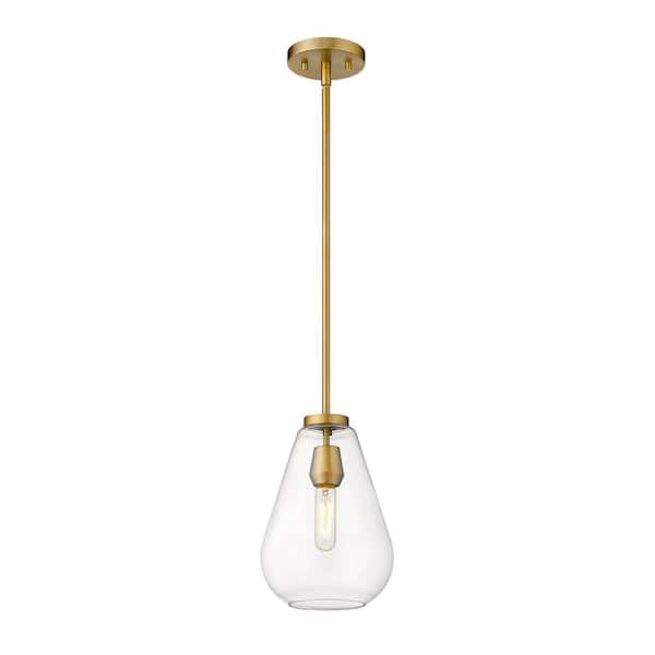 Unbranded 1-Light Olde Brass Pendant with Clear Glass