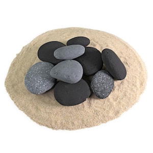 Ceramic River Rock Pebbles Fireproof Decorative Stones for Fire Pits and Fireplaces (Set of 9)