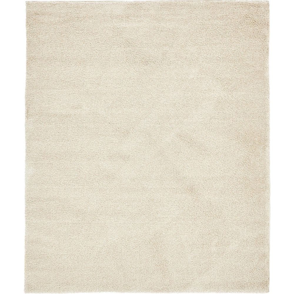 Ivory Shag Synthetic 8'x10' Rectangular Easy-Care Rug