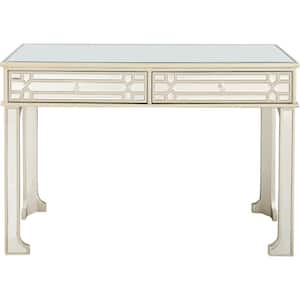 Aubrey 48 in. Champagne Rectangle Mirrored Glass Console Table with Drawers