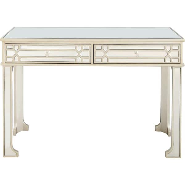 Camden Isle Aubrey 48 in. Champagne Rectangle Mirrored Glass Console Table with Drawers