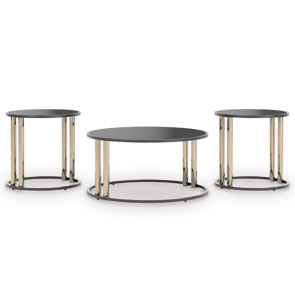 Signature DESIGN BY ASHLEY Hannerly 36.25 in. Black/Gold Round