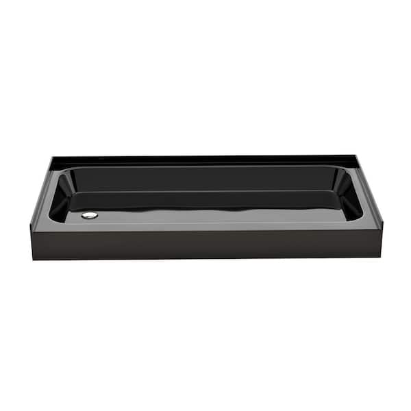 Voltaire 60 in. L x 30 in. W Alcove Shower Pan Base with Left Drain in Glossy Black