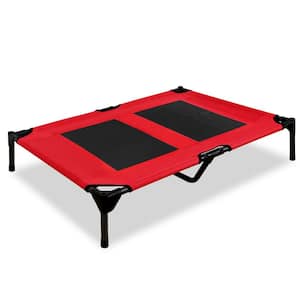 Medium Raised Pet Bed - Red and Black
