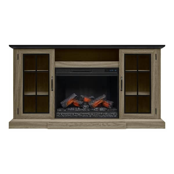 Vinegate 67.75 in W Freestanding Media Mantel Electric Fireplace TV Stand in Gray