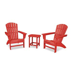 Grant Park Sunset Red 3-Piece Plastic Traditional Curveback Adirondack Patio Conversation Set