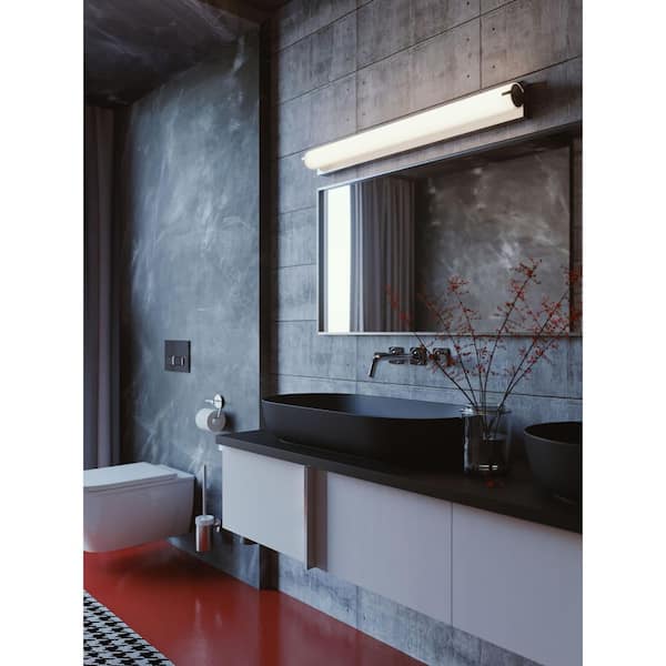Axel 4 in. 1-Light Satin Nickel LED Vanity Light Bar with White Acrylic Shade