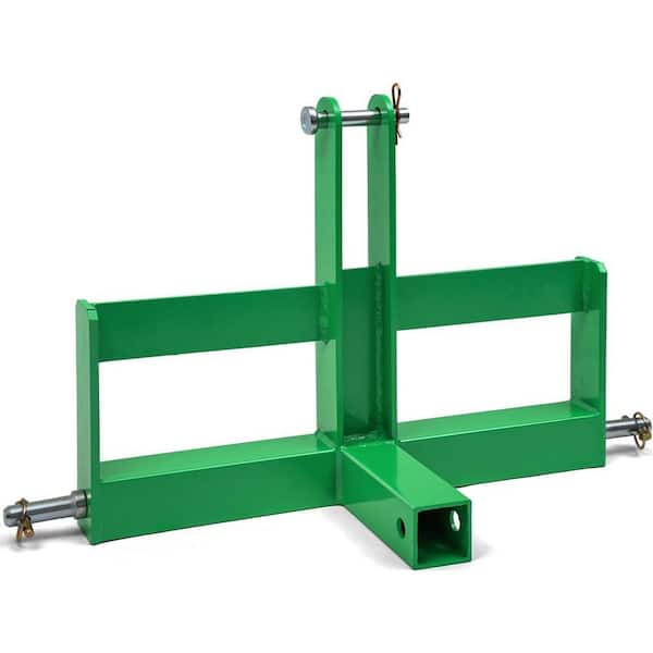 3 Point 2 in. Square Trailer Hitch Receiver for Category 1 Tractors, Versatile Tractor Tow Drawbar Adapter, Green