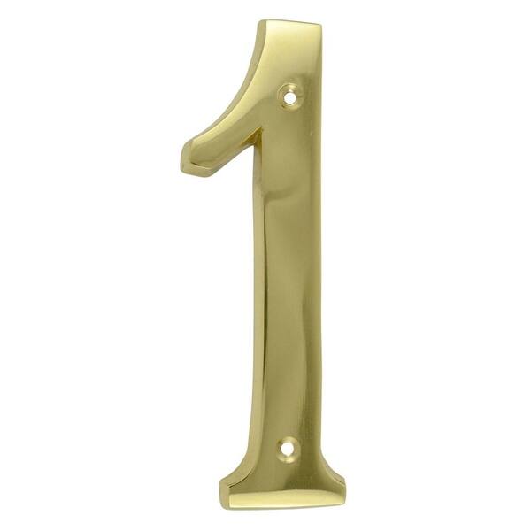 Copper Mountain Hardware 6 in. Polished Brass House Number 1