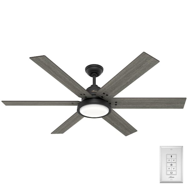 Hunter Warrant 60 in. Integrated LED Indoor Matte Black Ceiling Fan with Light Kit and Wall Switch