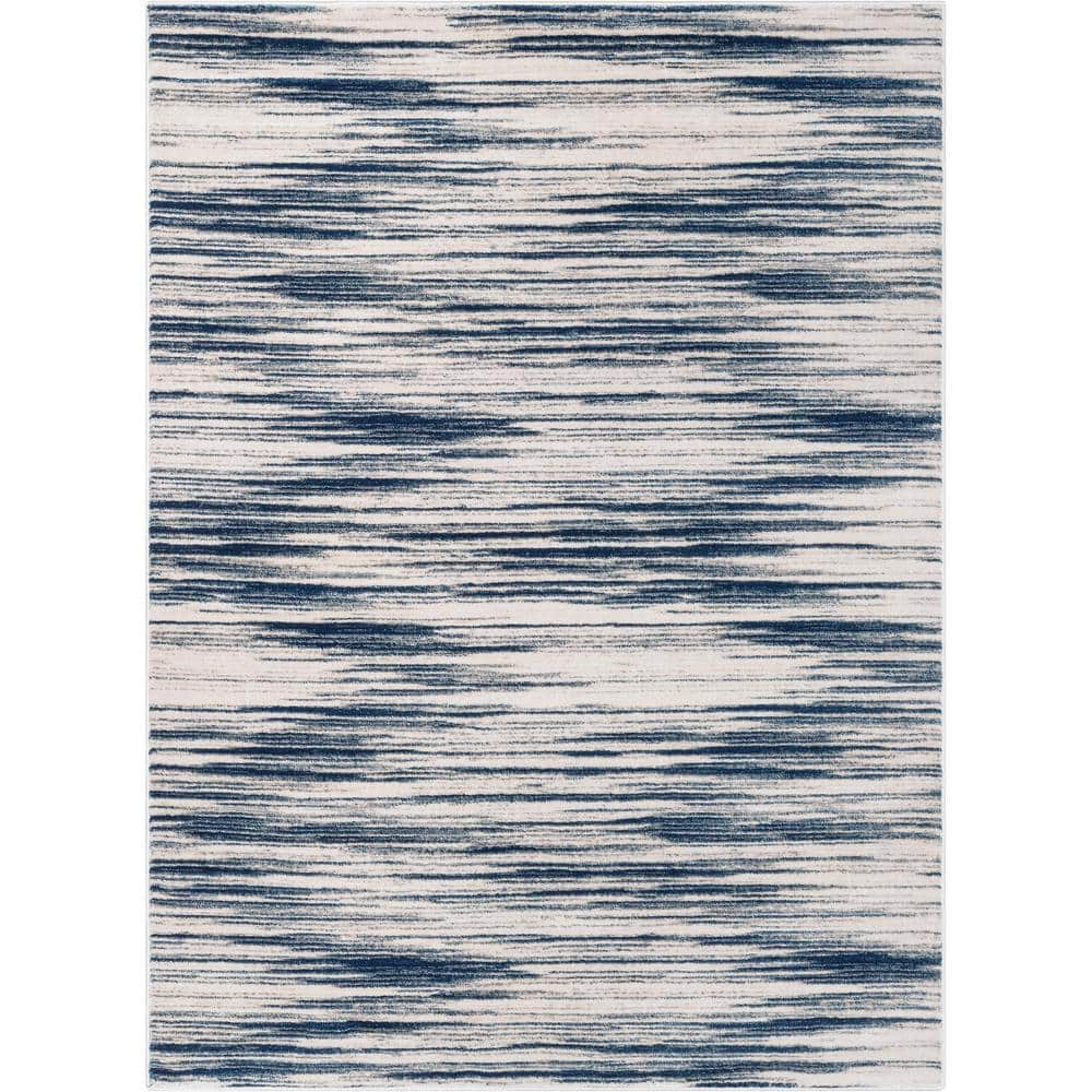 Well Woven Baldwin Sebastian Modern Striped Blue Ivory Soft 5 3  x 7 3  Area Rug