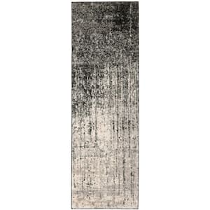 Retro Black/Light Gray 2 ft. x 18 ft. Solid Runner Rug