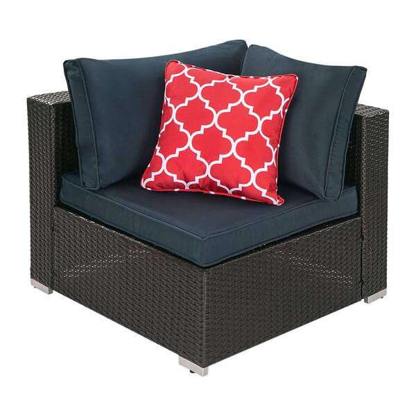 Direct Wicker Dark Coffee 7 Piece Lithium Outdoor Garden Patio Furniture Sectional Sofa Sets With Blue Cushions W640s00007 The Home Depot Direct Wicker Dark Coffee 7 Piece, Halloran Patio Chair With Sunbrella Cushions