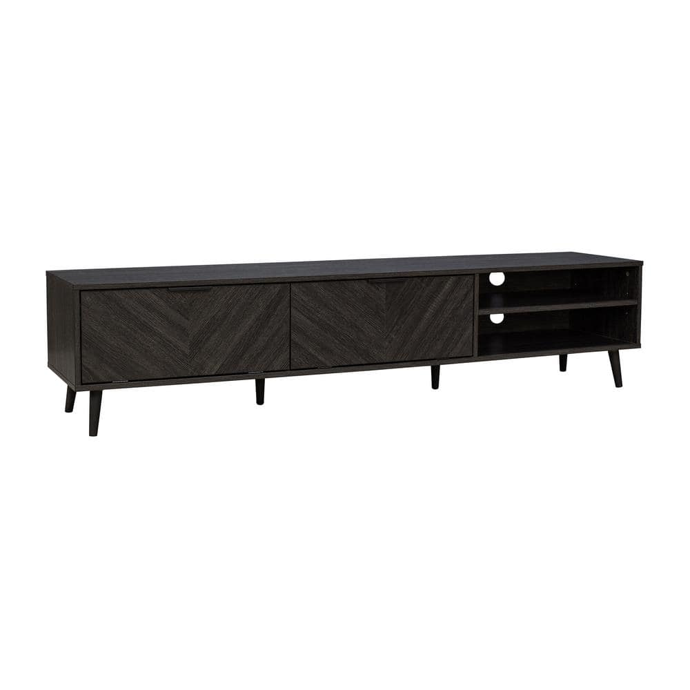 Himari Dark Gray Engineered Wood TV Stand with Cabinets
