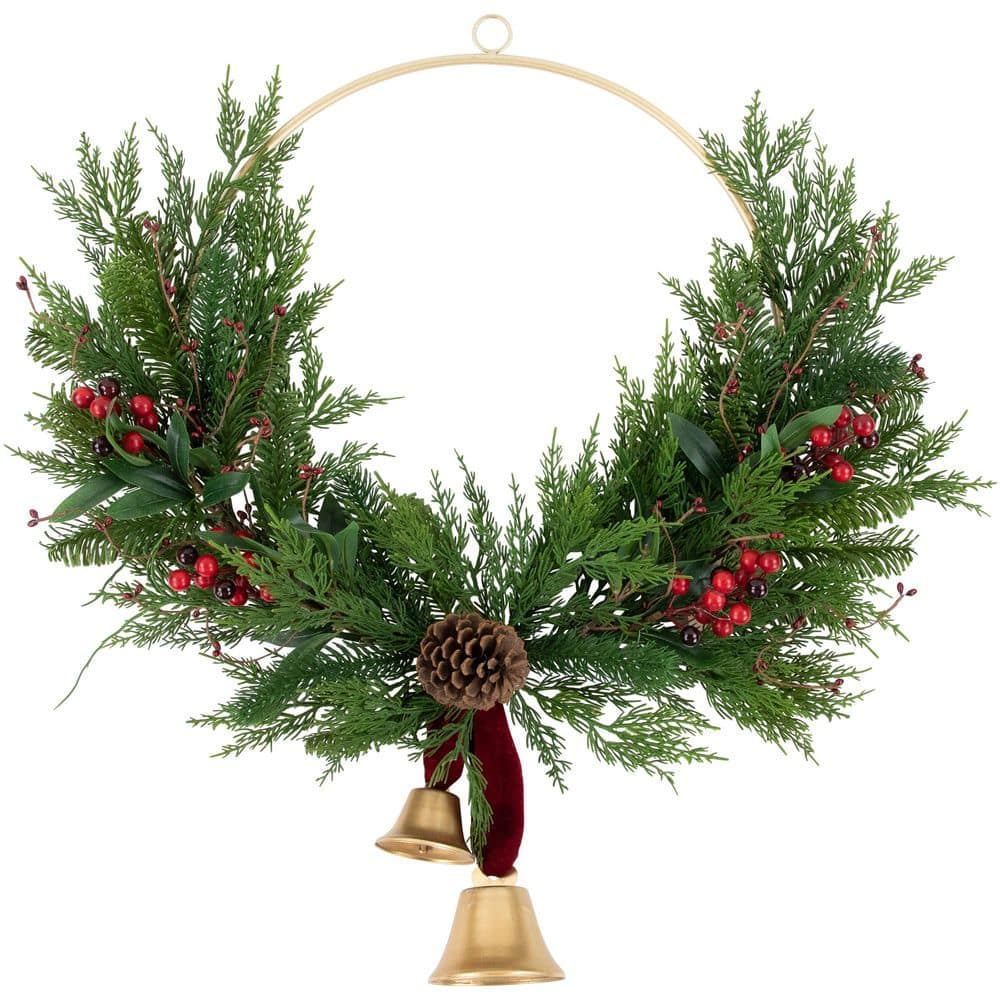 "28 ""-Unlit Real Touch️ Cypress and Pine with Berries Artificial Christmas Wreath" price history on PriceWatchPro