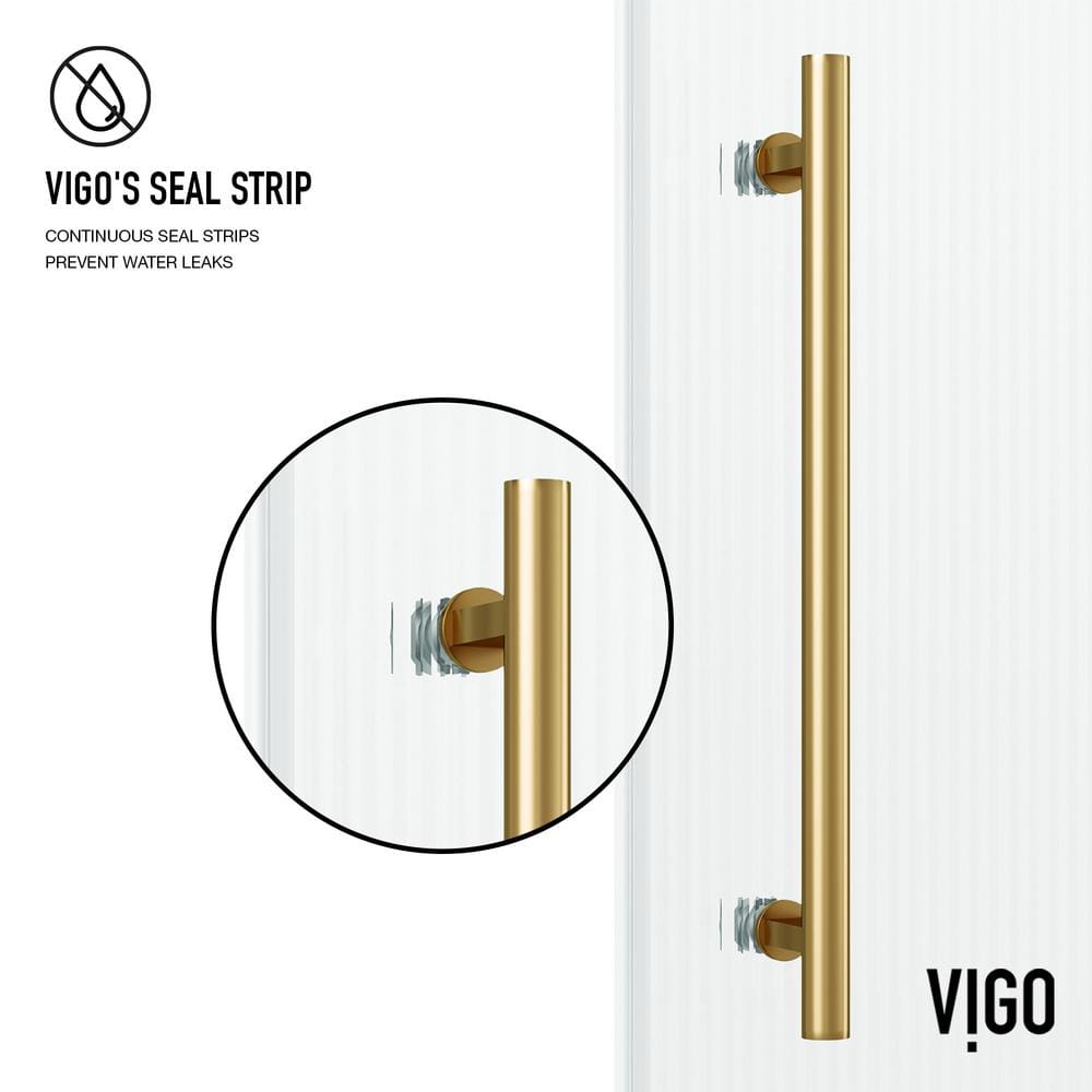 Matte Brushed Gold Frameless Sliding Shower Door with Fluted Glass