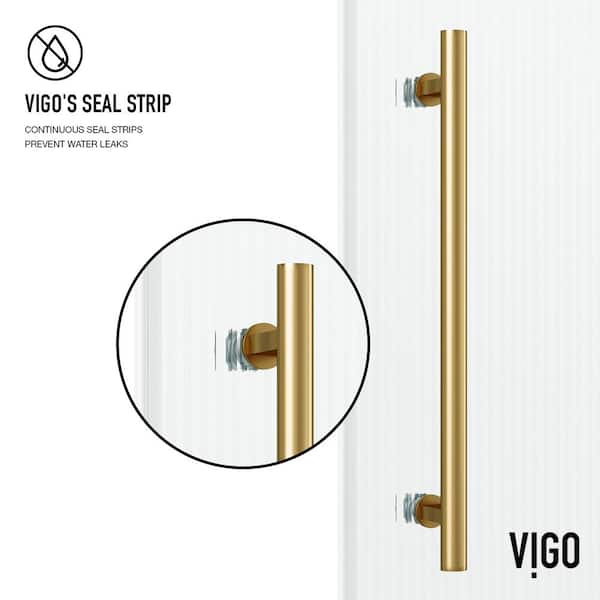 Elan 56 to 60 in. W x 74 in. H Sliding Frameless Shower Door in Matte Brushed Gold with 3/8 in. (10mm) Fluted Glass