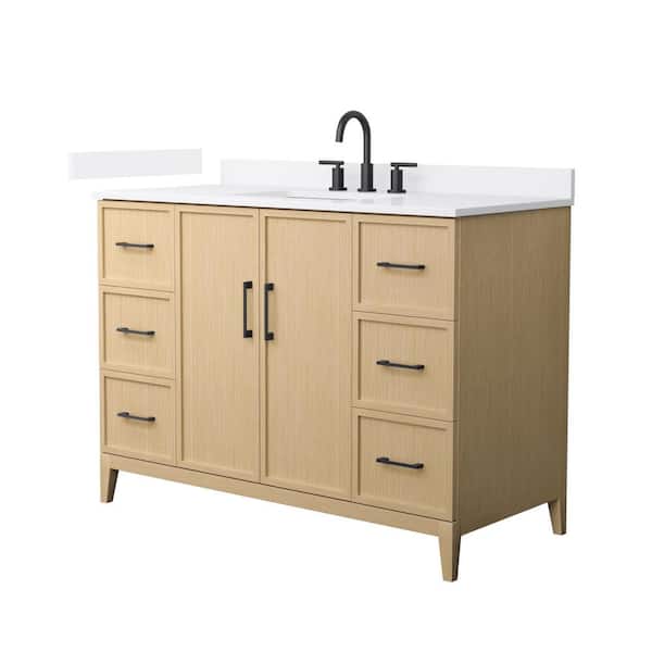Wyndham Collection Elan 48 in. W x 22 in. D x 35 in. H Single Bath Vanity in White Oak with White Quartz Top
