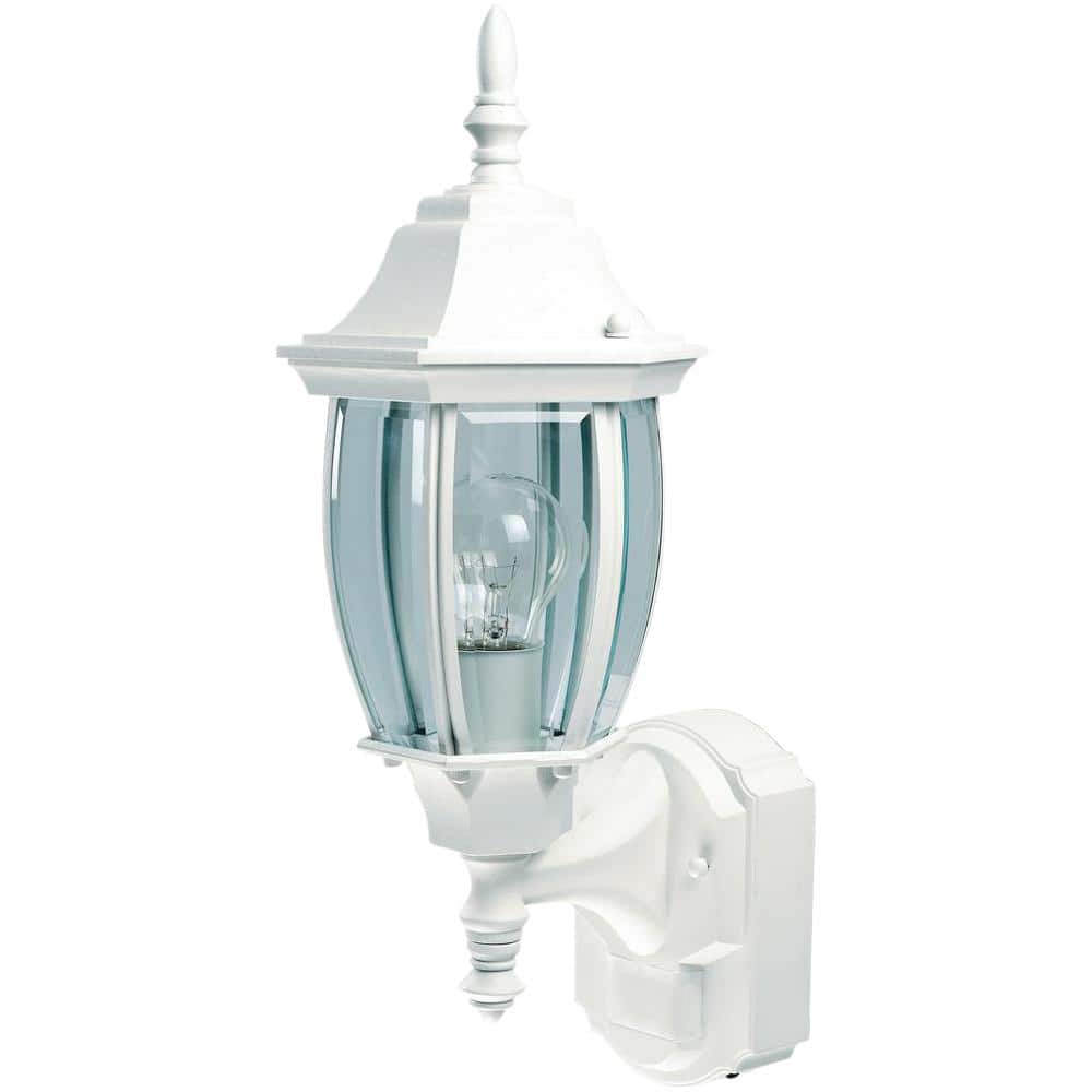 UPC 016963141926 product image for Alexandria 17.3 in. White Farmhouse 180-Degree Motion Sensor Outdoor 1-Light Wal | upcitemdb.com