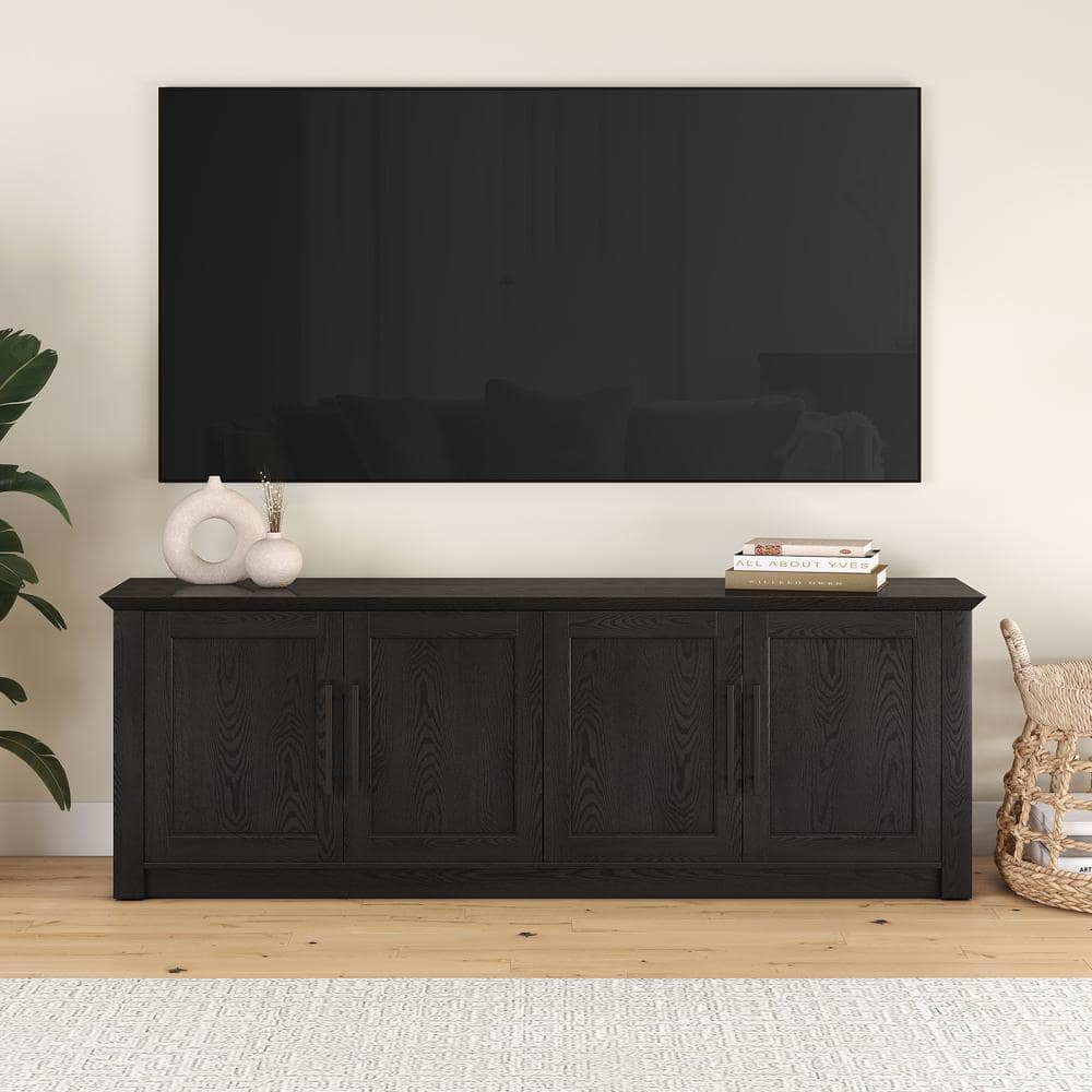Meyer&Cross Thornwell 70 in. Black Grain TV Stand Fits TV's up to
