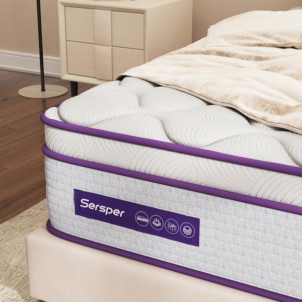 Sersper Purple Series Full Medium Firm Memory Foam Hybrid 5 Zone Innerspring European Top 8 in. Mattress