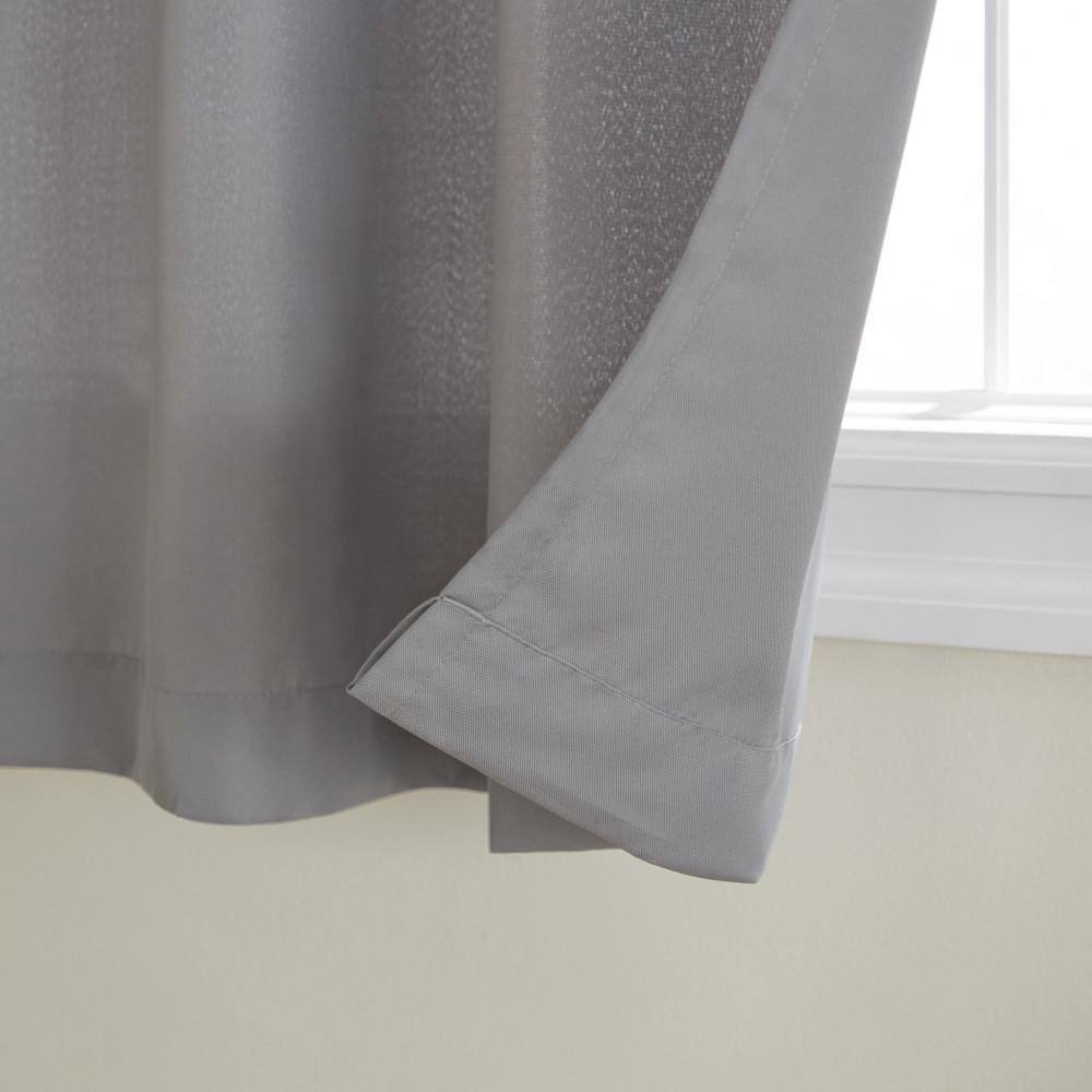Medium Grey Polyester Light Filtering Grommet Curtain Panels