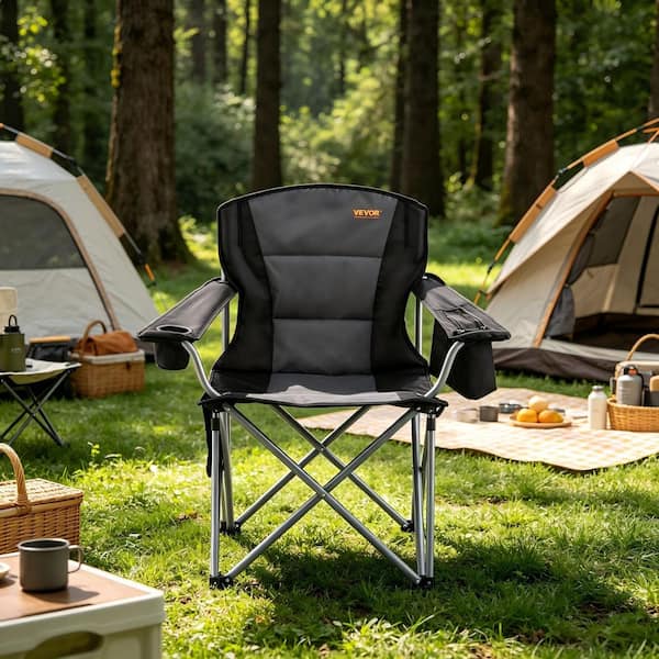 Black Stainless Steel Folding Lawn Chair, Portable Heavy Duty