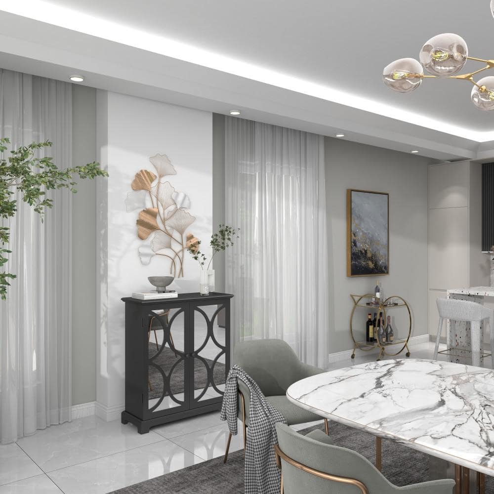 Gold and White Metal Leaf Wall Sculpture with Botanical Design