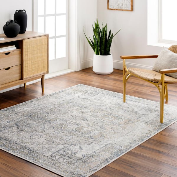 Lillian Charcoal Doormat 2 ft. x 4 ft. Medallion Machine-Washable Indoor Area Rug