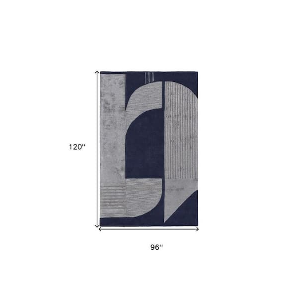 2 ft. x 8 ft. Blue, Silver Geometric Area Rug