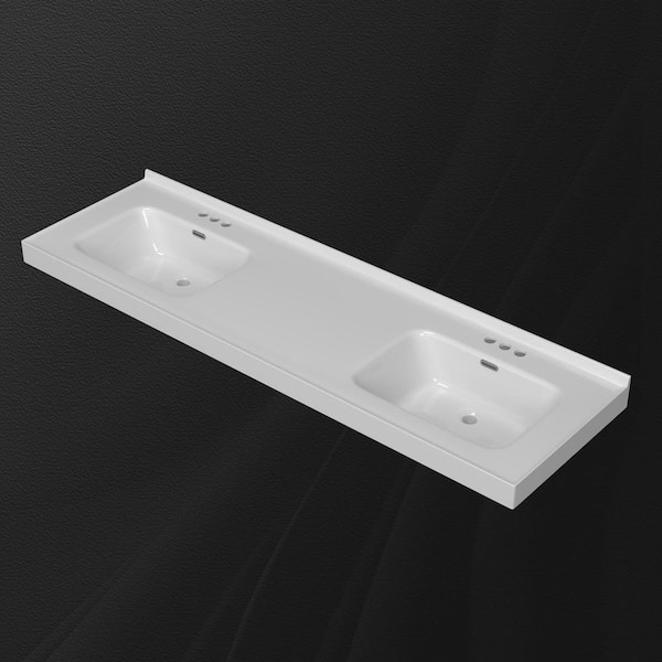 Zeafive 73 in. W x 22 in. D Solid Surface White Rectangular Double