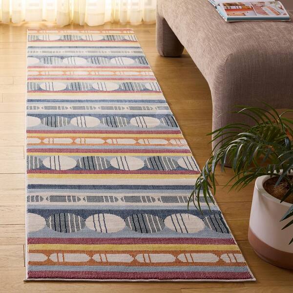 Orwell 2 ft. x 9 ft. Blue/Yellow Geometric Runner Rug