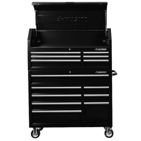 Husky - 46 in. 14-Drawer Tool Chest and Cabinet Combo in Black
