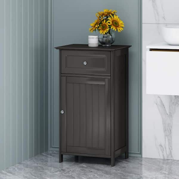 Tenleaf 17.00 in. W x 13.50 in. D x 30.25 in. H Black MDF Freestanding Bathroom Linen Cabinet, Moisture Proof