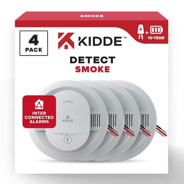 10-Year Hardwired Interconnected Smoke Detector with Photoelectric Sensor 21032865 (4-Pack)