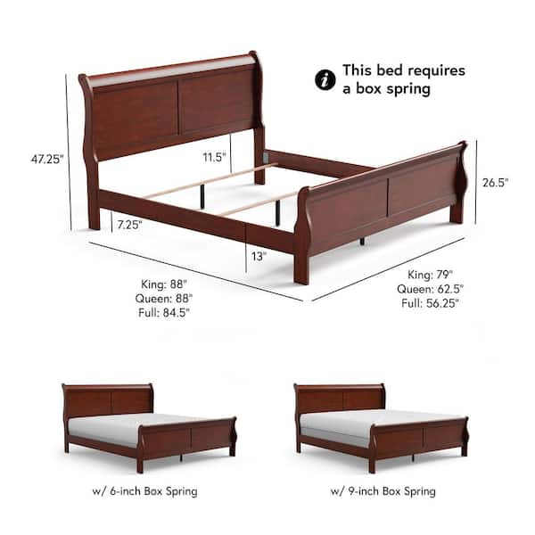 Furniture of America Burkhart Cherry King Wood Frame Sleigh Bed